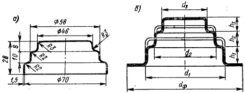 Изделие ступенчатой формы и последовательность вытяжки