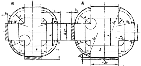  Построение формы заготовки для вытяжки невысоких коробок с относительно большими радиусами угловых закруглений